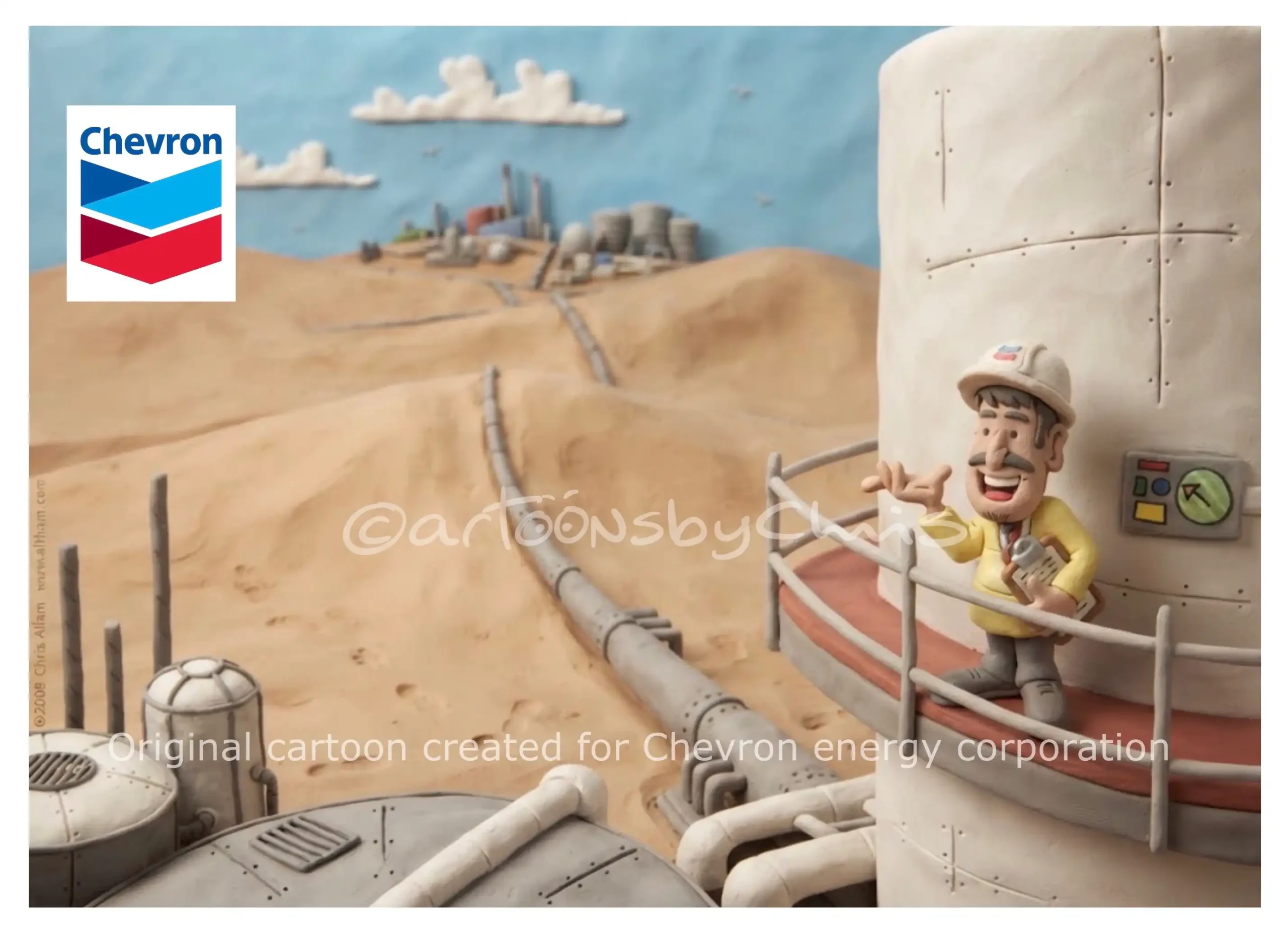 Cartoon Workshops - Chevron Gas Oil Digital Render 01 Cost of living 3D digital cartoon